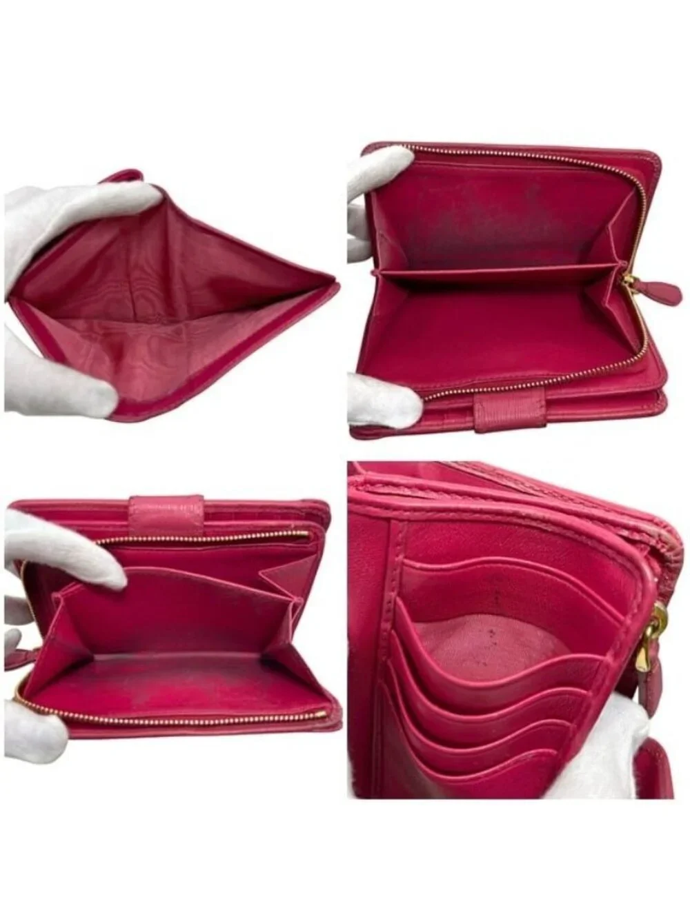 Prada Bifold Wallet Pink Peonia Folding Leather - Picture 3 of 10